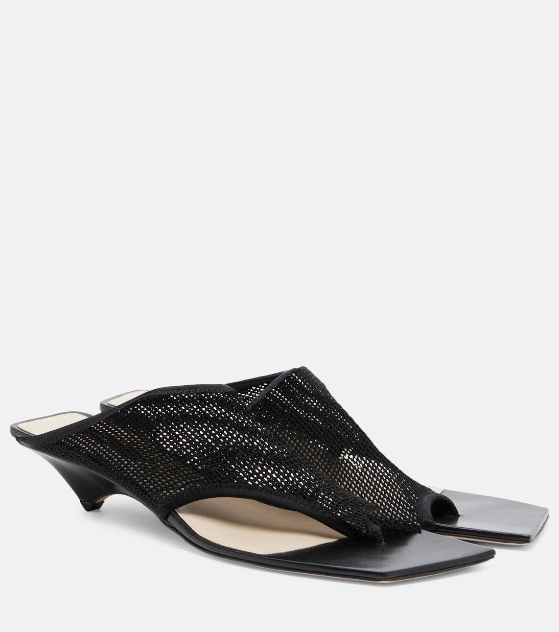 Christen - Edge Stretch leather-trimmed mesh mules