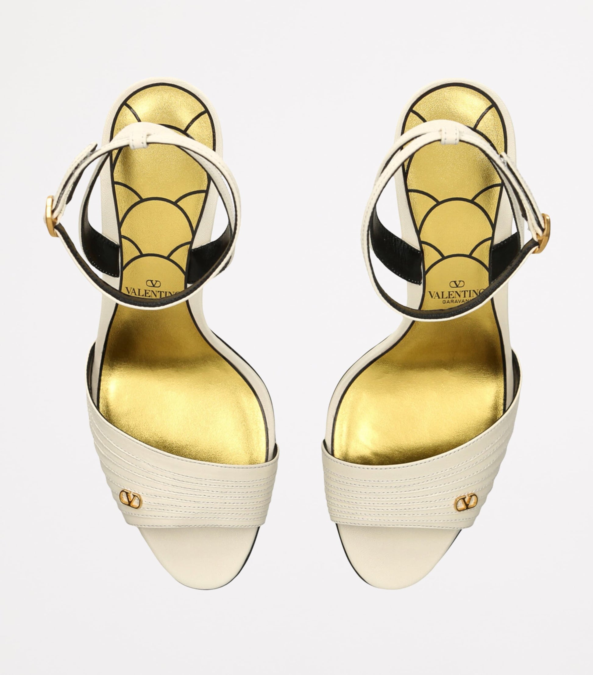 Valentino Garavani White Leather Ladycrush Heeled Sandals 85