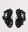 René Caovilla Black Satin Floral Cleo Sandals 105