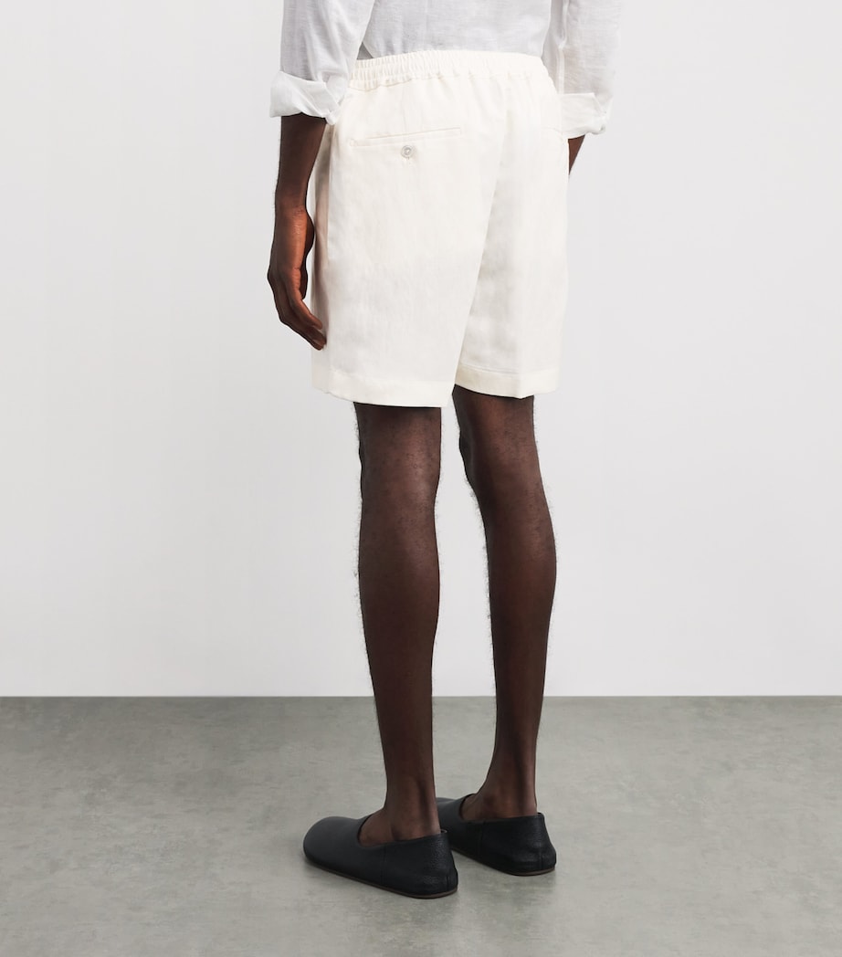 Silk-Linen Drawstring Shorts