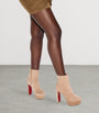 Christian Louboutin Red Loo Booty Suede Platform Boots 130