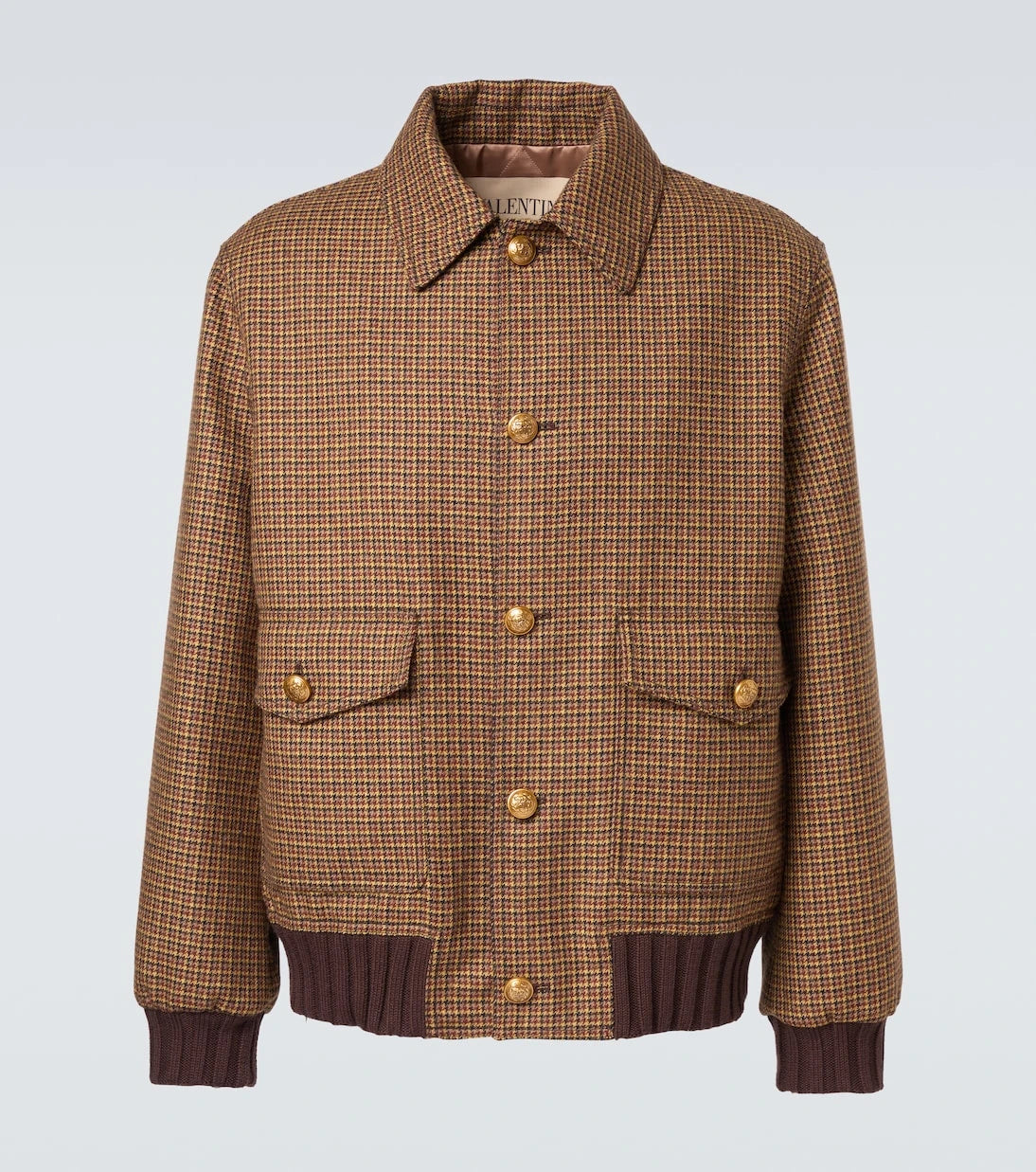فالنتينو - جاكيت بومبر من صوف بكر بنقشة houndstooth
