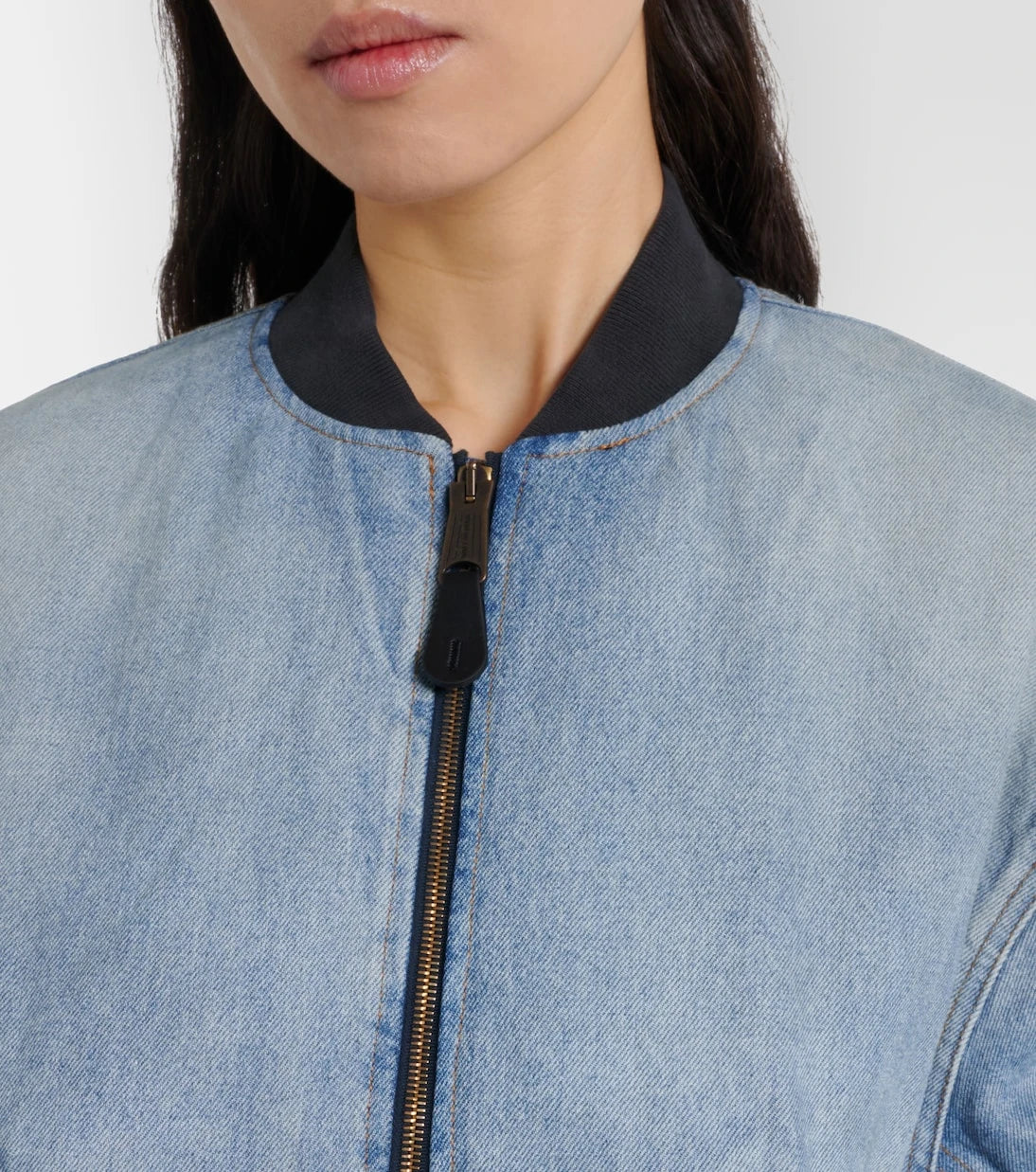 Balenciaga - Cropped denim bomber jacket