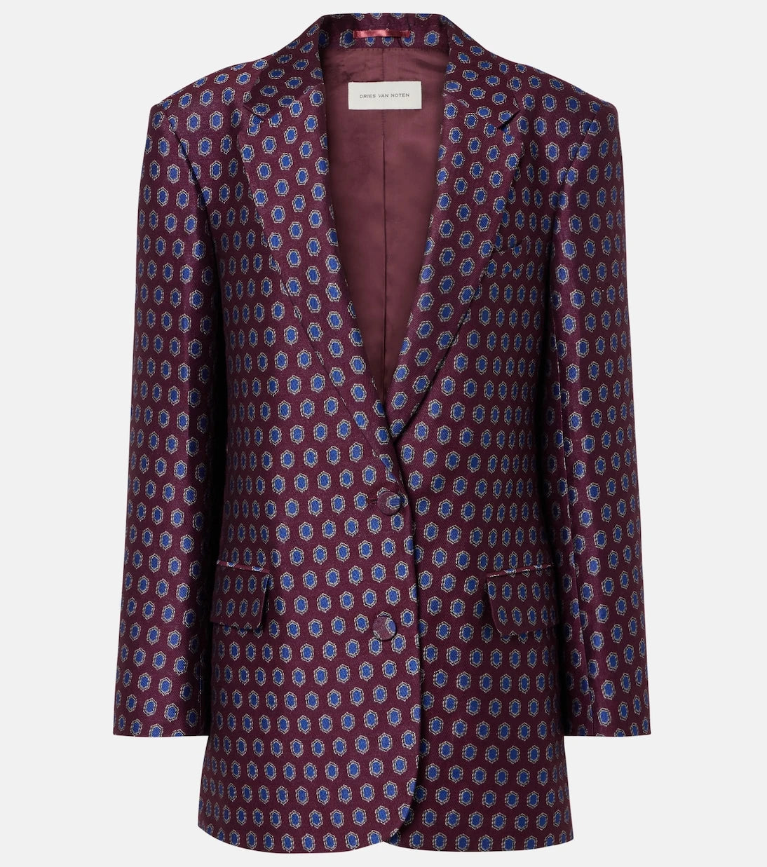 Dries Van Noten - سترة صوف، قطن، ومزيج كتان مطبوعة