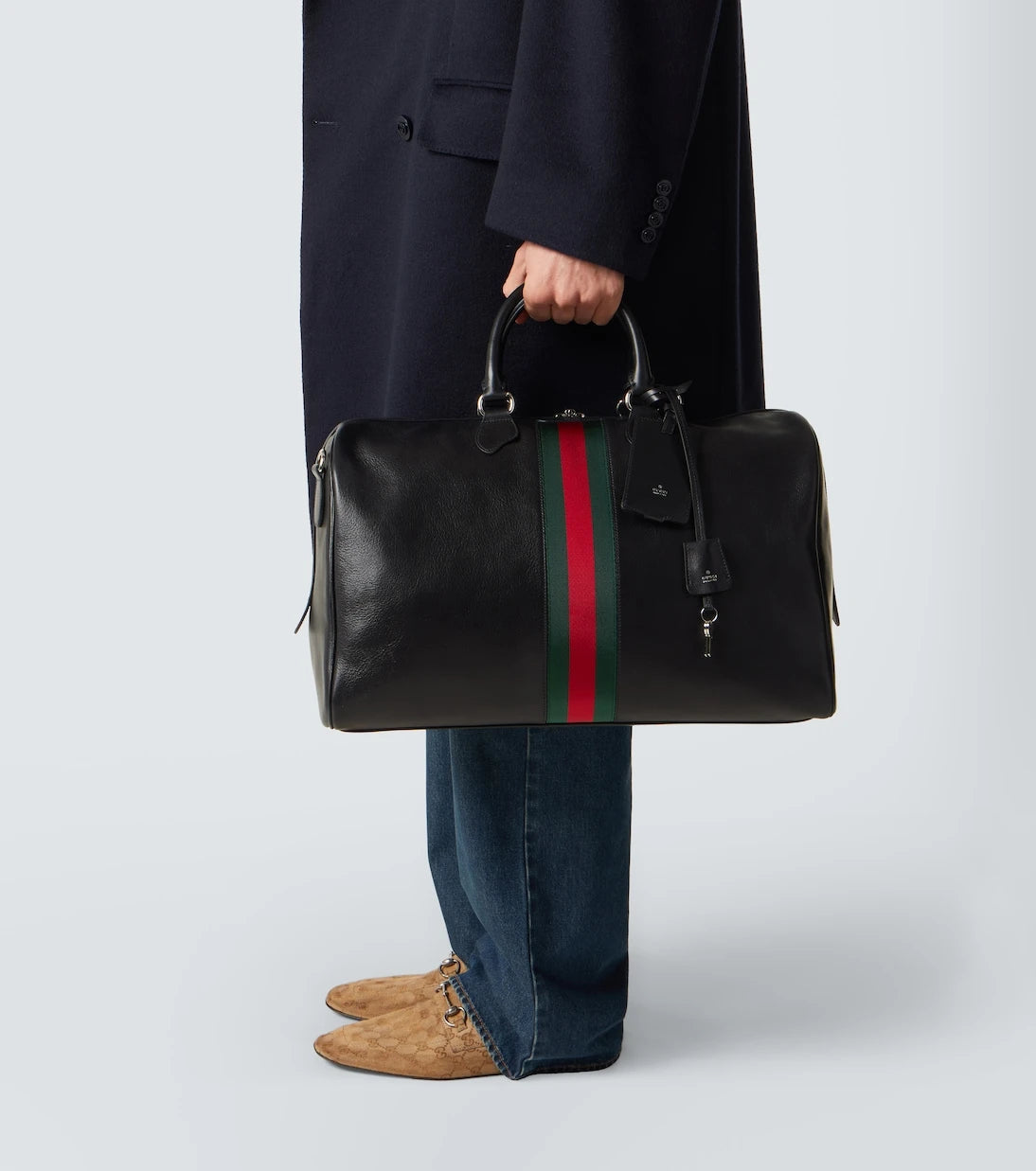 Gucci - Web Trademark Medium leather duffel bag