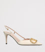 Valentino Garavani Beige Leather VLogo Slingback Pumps 80