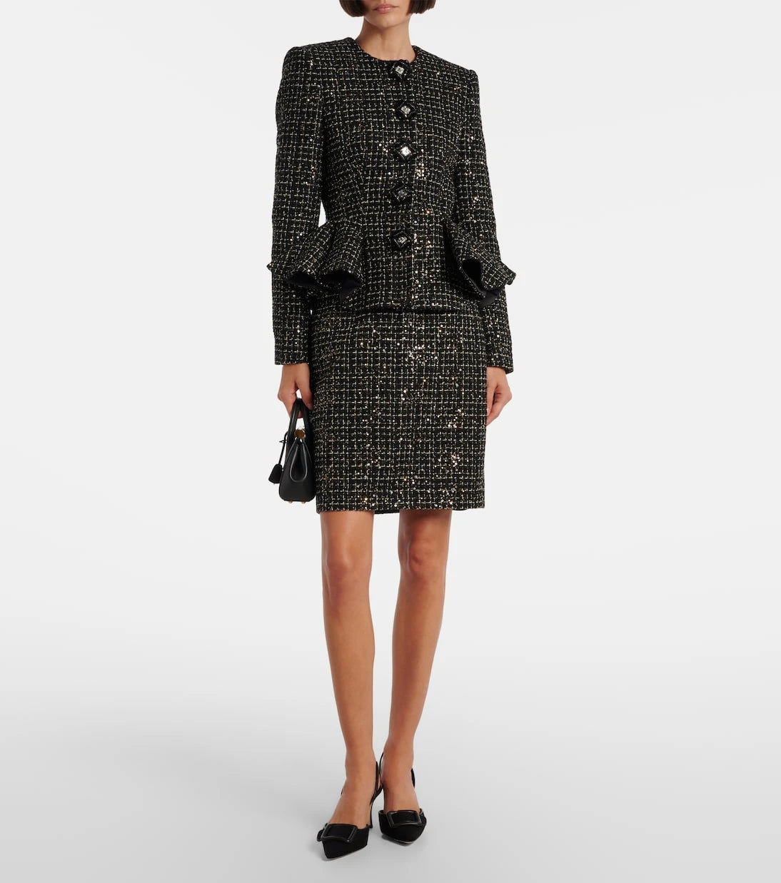 Safiyaa - Ayaka sequined tweed pencil skirt