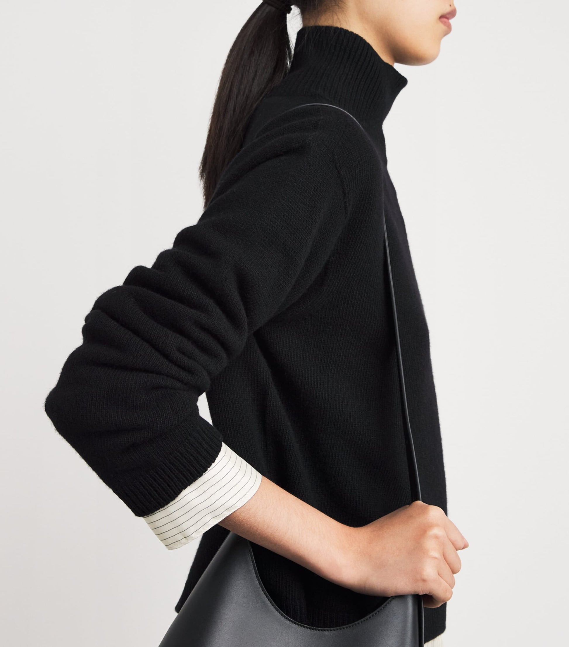 Black Wool-Cashmere Rollneck Sweater