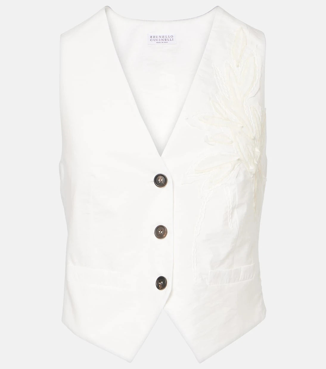 Brunello Cucinelli - Monili appliqué cotton-blend poplin vest