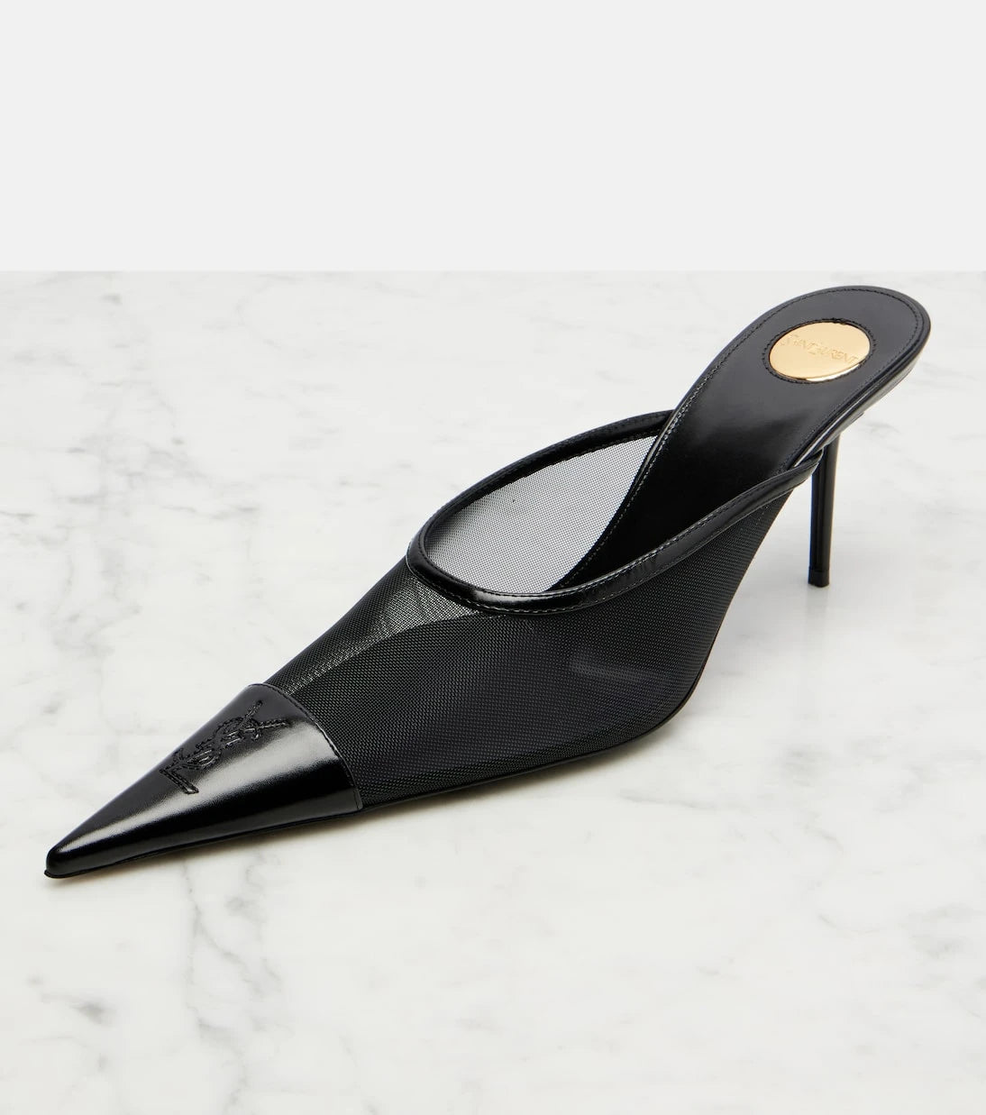 Saint Laurent - Renée mesh and leather mules
