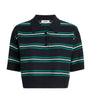 Sandro Paris Blue Striped Cropped Polo Sweater
