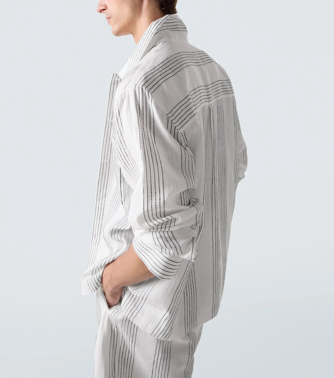 Commas - Textured Striped cotton overshirt