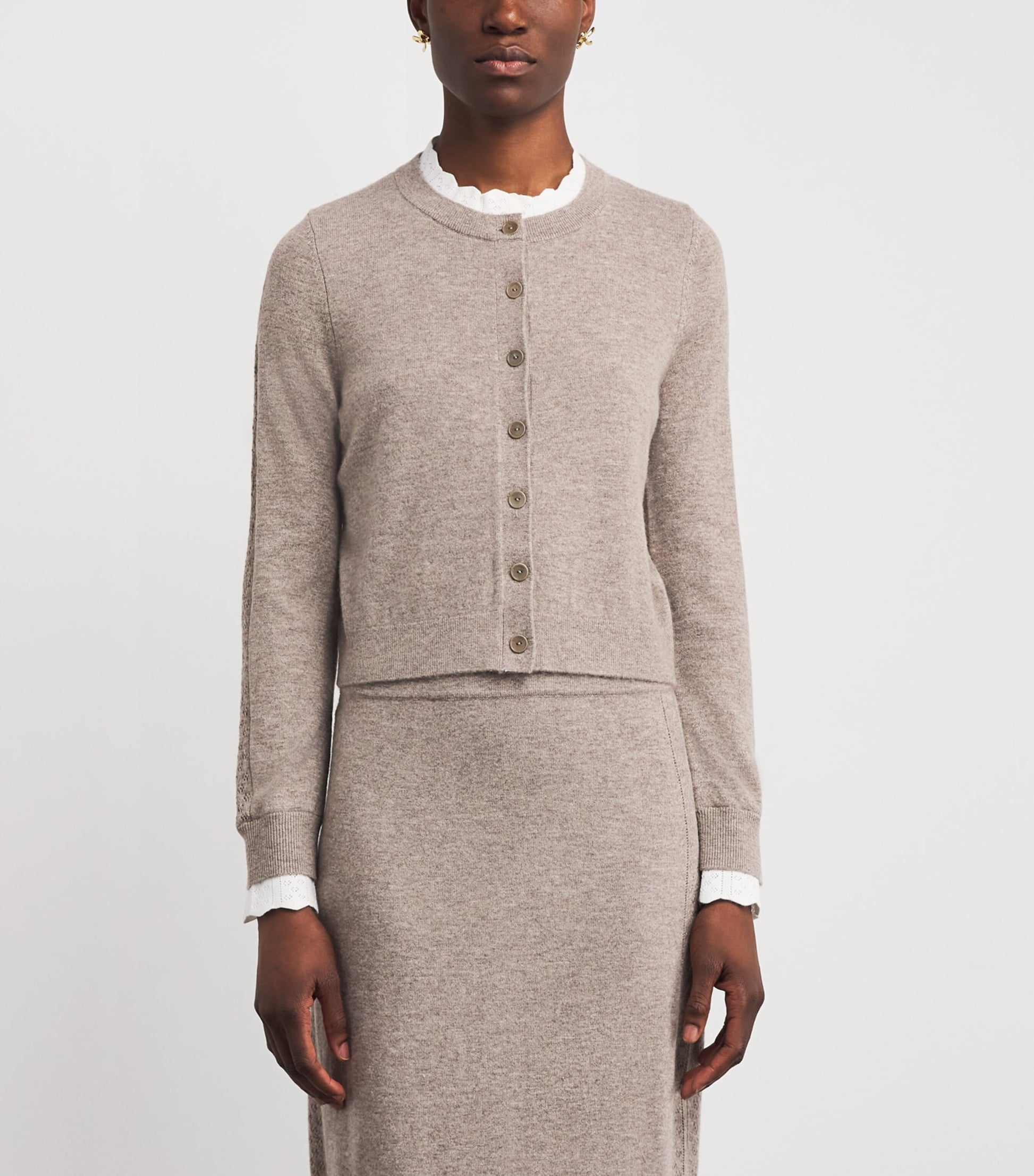 Sandro Paris Brown Wool-Cashmere Cardigan