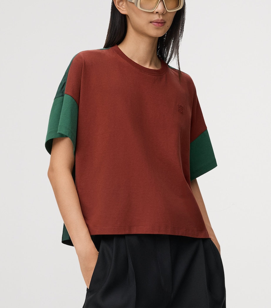 LOEWE Brown Cotton-Silk Box-Fit T-Shirt