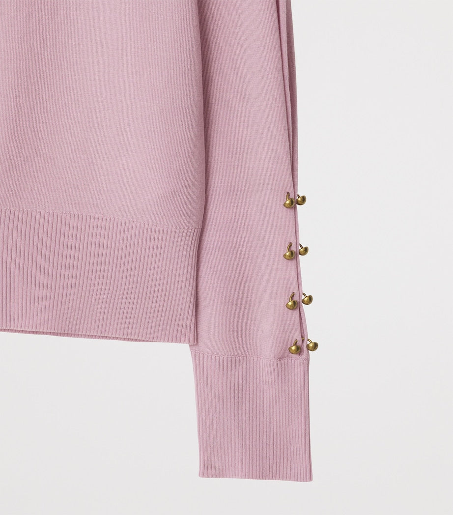 Purple Wool Embroidered B Crest Cardigan