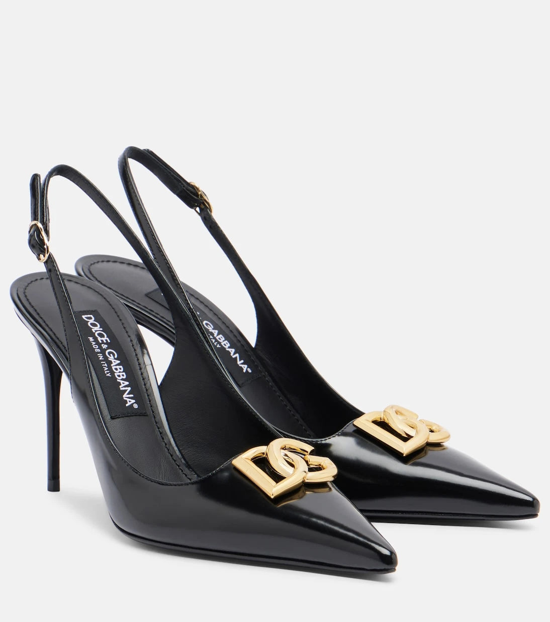 Dolce&Gabbana - Lollo DG patent leather slingback pumps