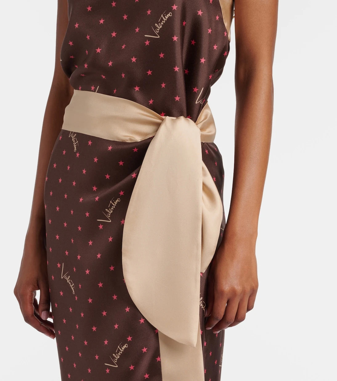Valentino - Printed silk twill wrap skirt