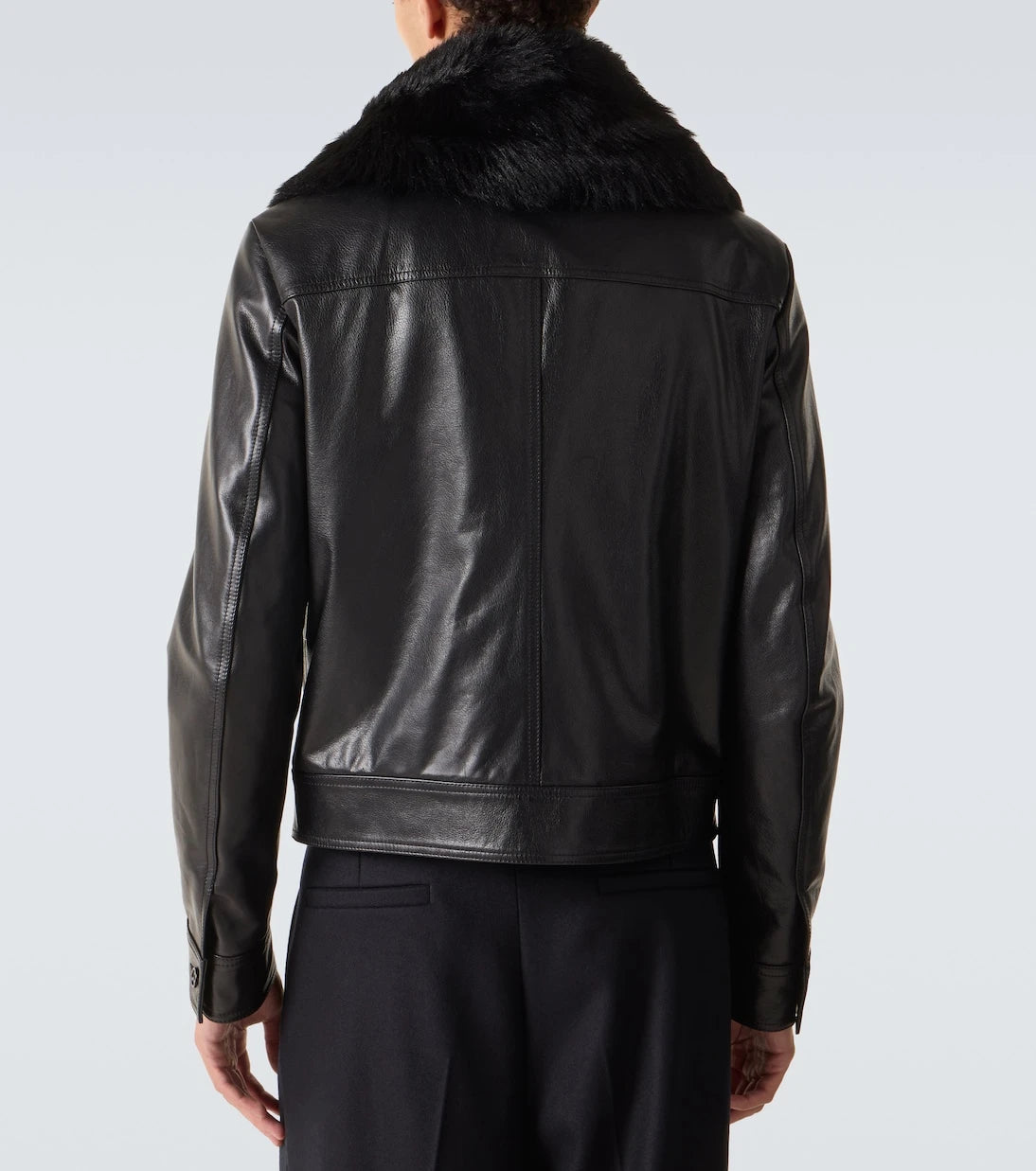 Dolce&Gabbana - Shearling-trimmed leather jacket