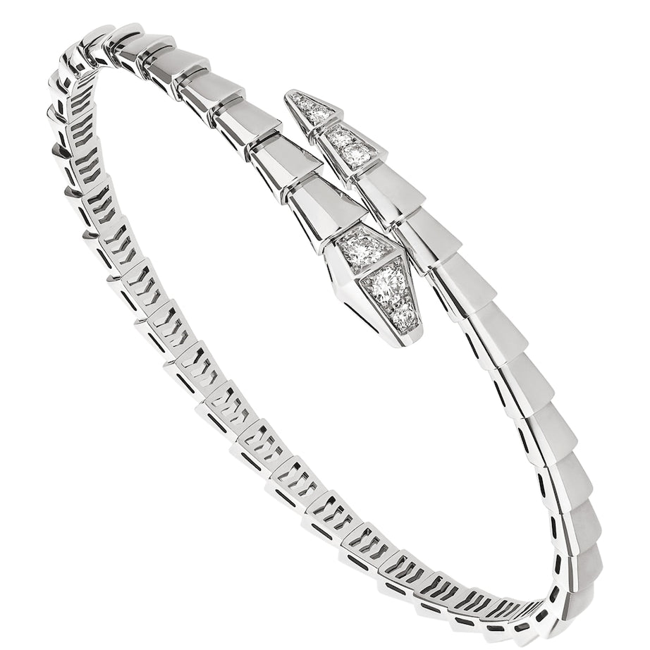 White Gold and Diamond Serpenti Viper Bangle