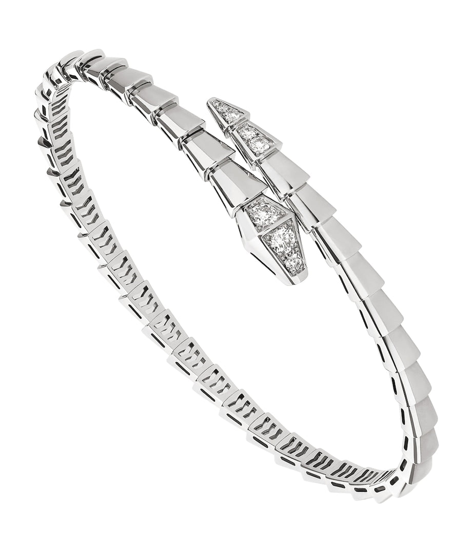 White Gold and Diamond Serpenti Viper Bangle
