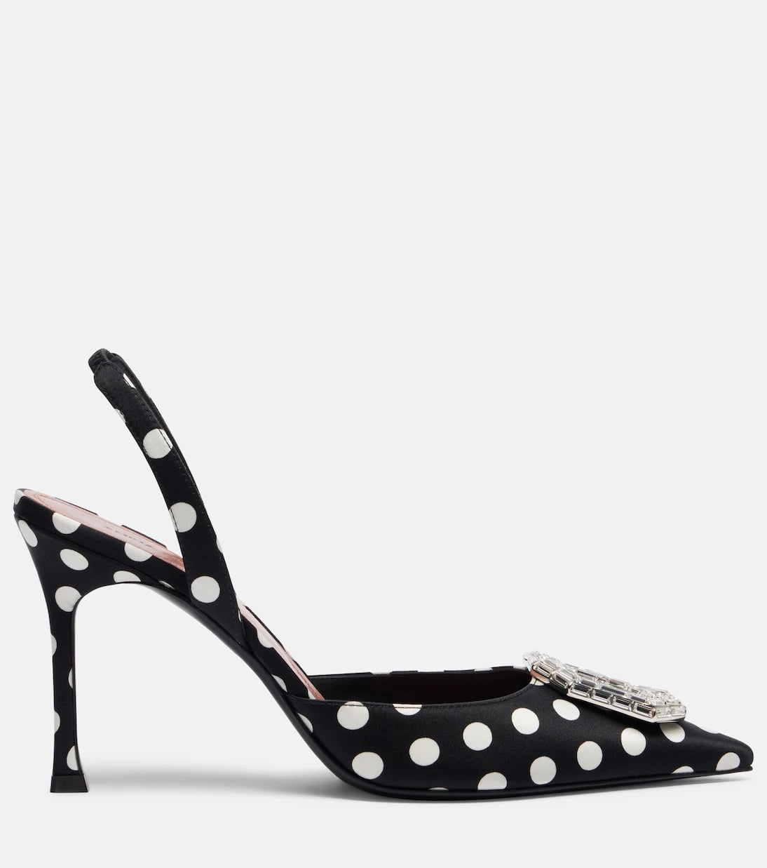 Amina Muaddi - Camelia polka-dot satin slingback pumps