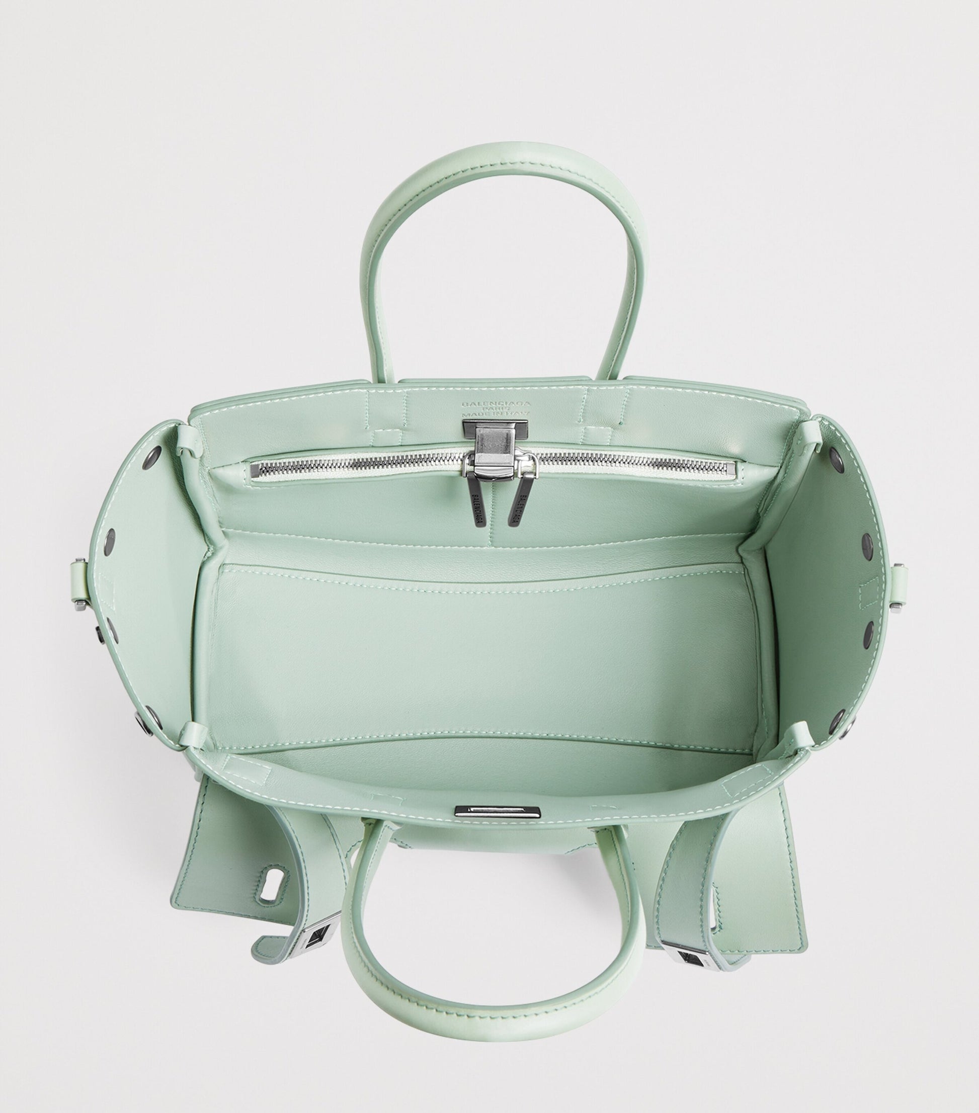 Balenciaga Green Mini Leather Bel Air Carry All Tote Bag