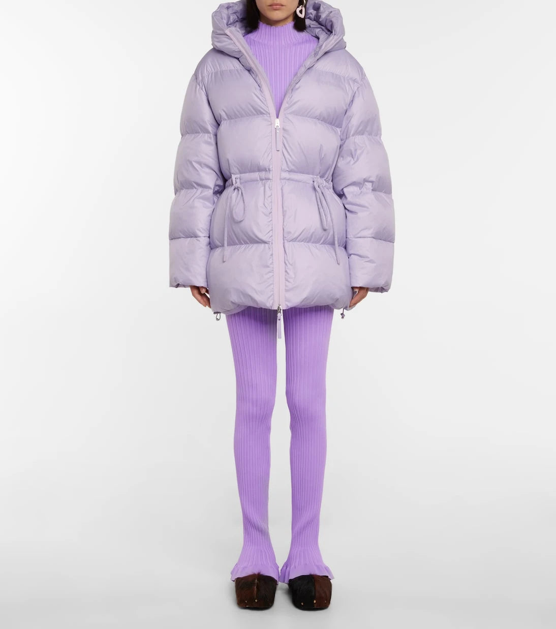Acne Studios - بنطلون ضيق (ليغينغز) مضلّع من مزيج القطن المحبوك