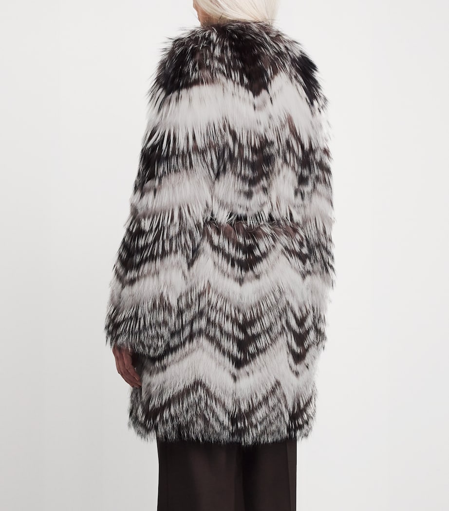 Yves Salomon Yellow Fox Fur-Wool Belted Coat