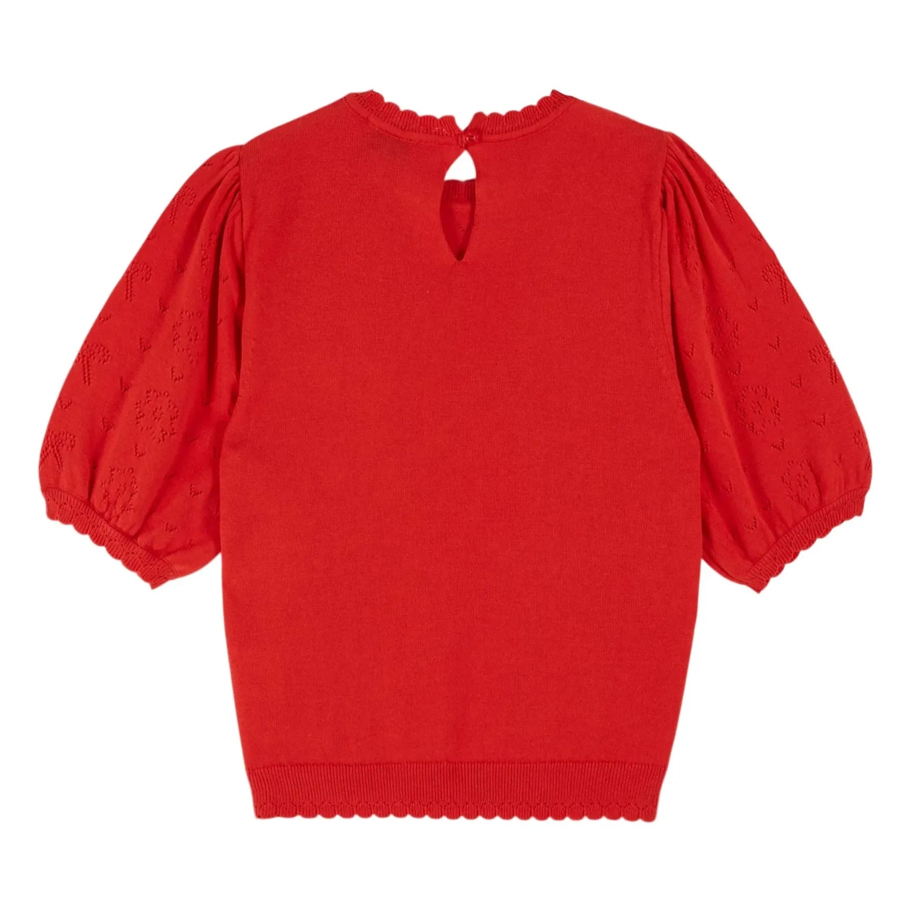 Emile et Ida - Organic Cotton Knotted Openwork Sweater | Poppy