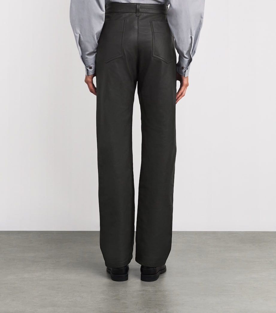 Brown Calfskin Straight Trousers