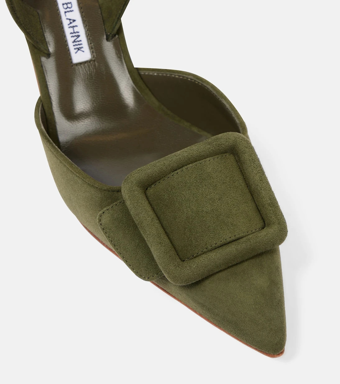 Manolo Blahnik - Maysli süet arkası açık topuklu ayakkabı