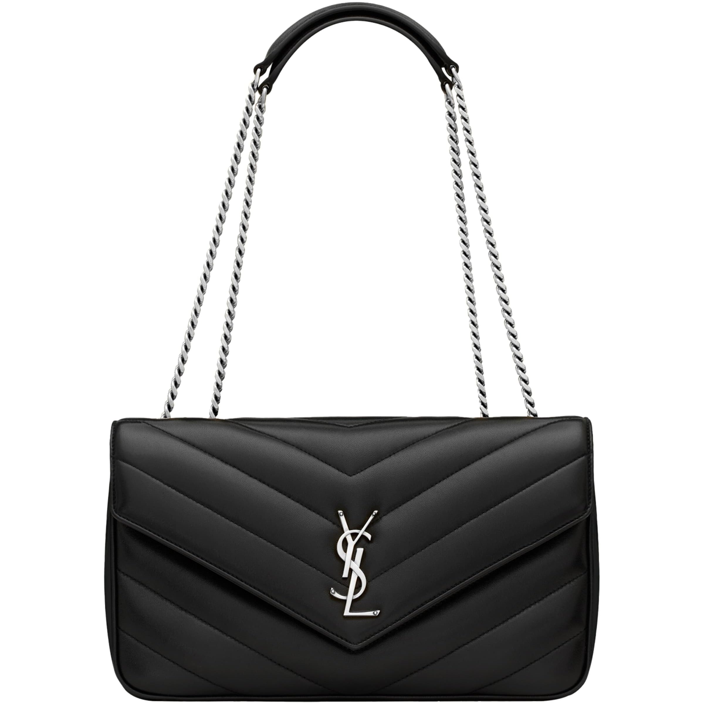 Saint Laurent Black Mini Matelassé Lambskin Loulou Shoulder Bag