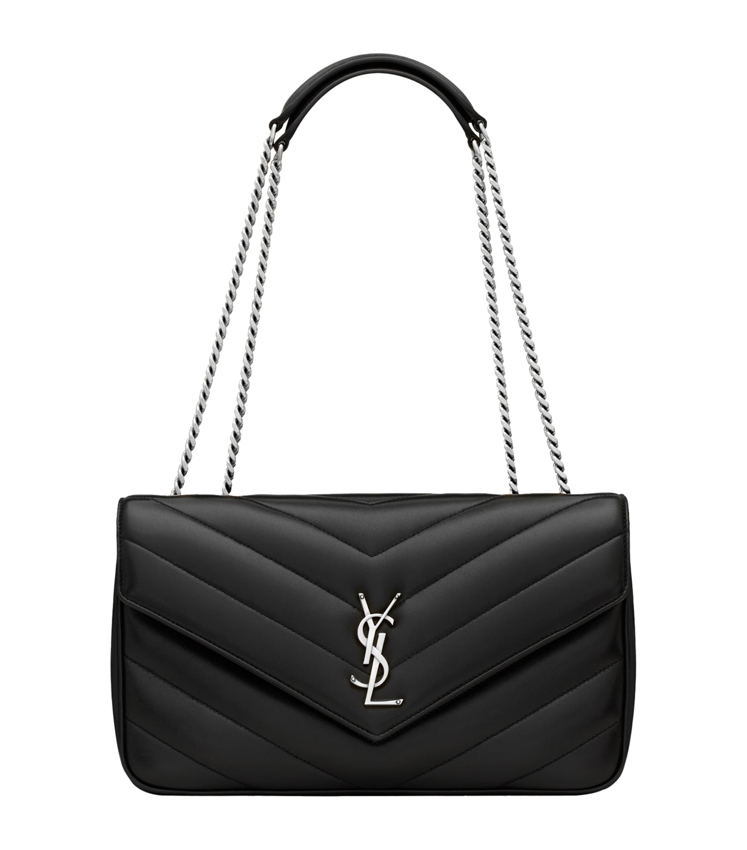 Saint Laurent Black Mini Matelassé Lambskin Loulou Shoulder Bag