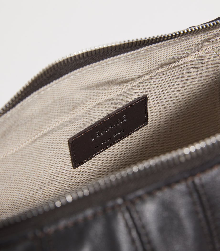 Medium Grained Leather Croissant Shoulder Bag DARK CHOCOLATE BR490