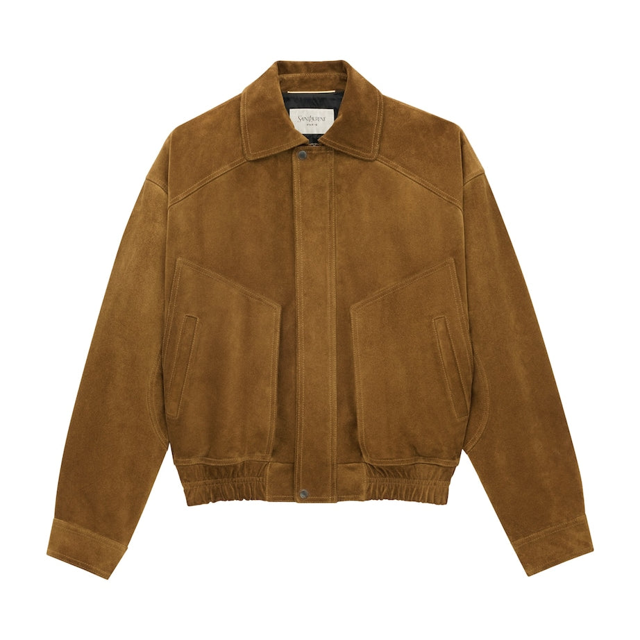 Saint Laurent Brown Suede Bomber Jacket
