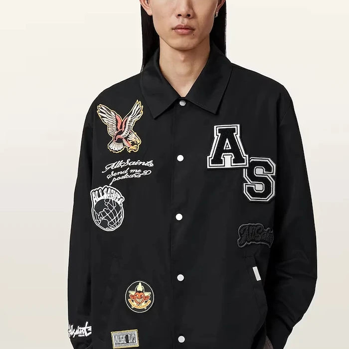 AllSaints яке тип риза мъжко с памук SOUNDMAN