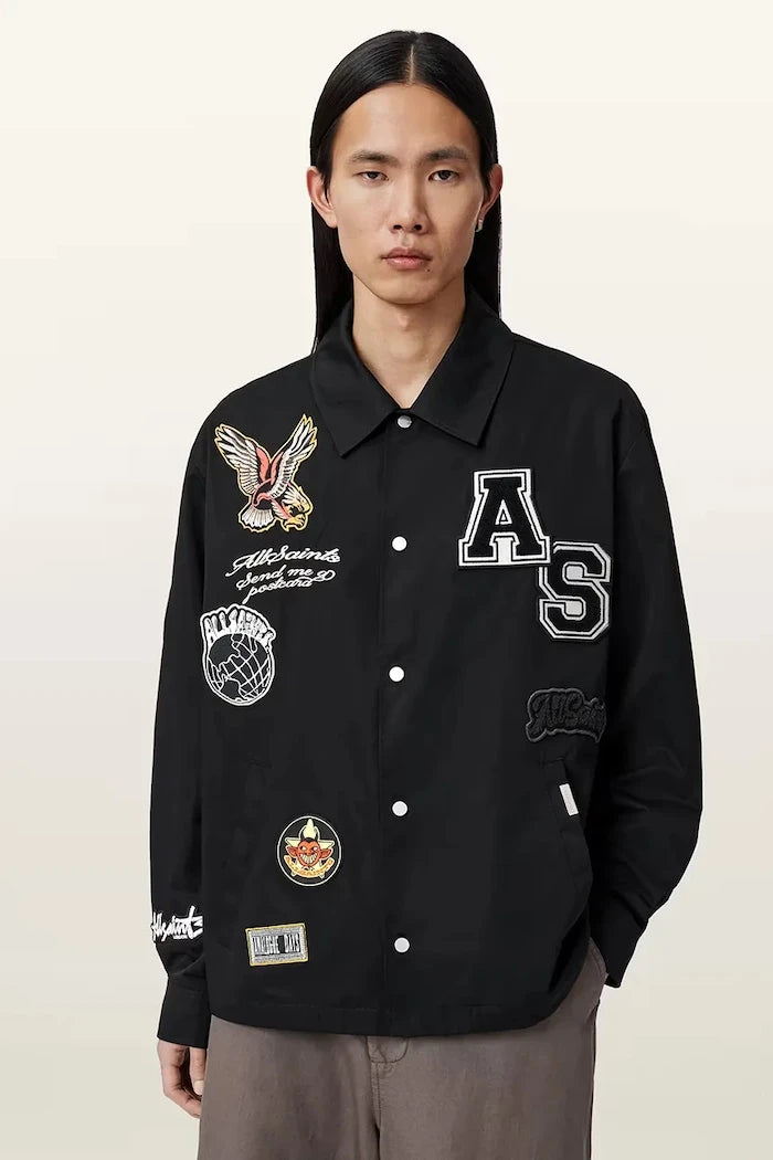 AllSaints яке тип риза мъжко с памук SOUNDMAN