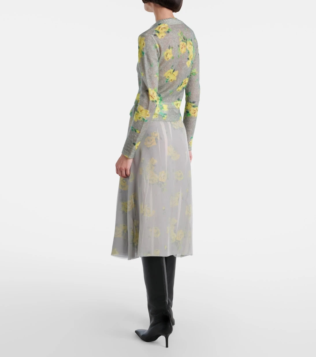 Acne Studios - سترة كارديجان مزيج الموهير بنقشة الزهور