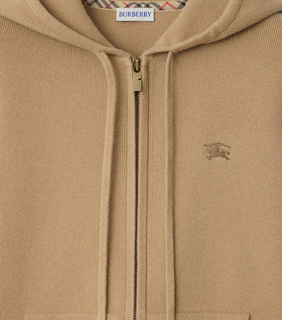 Burberry Beige Cashmere-Blend Zip-Up Hoodie