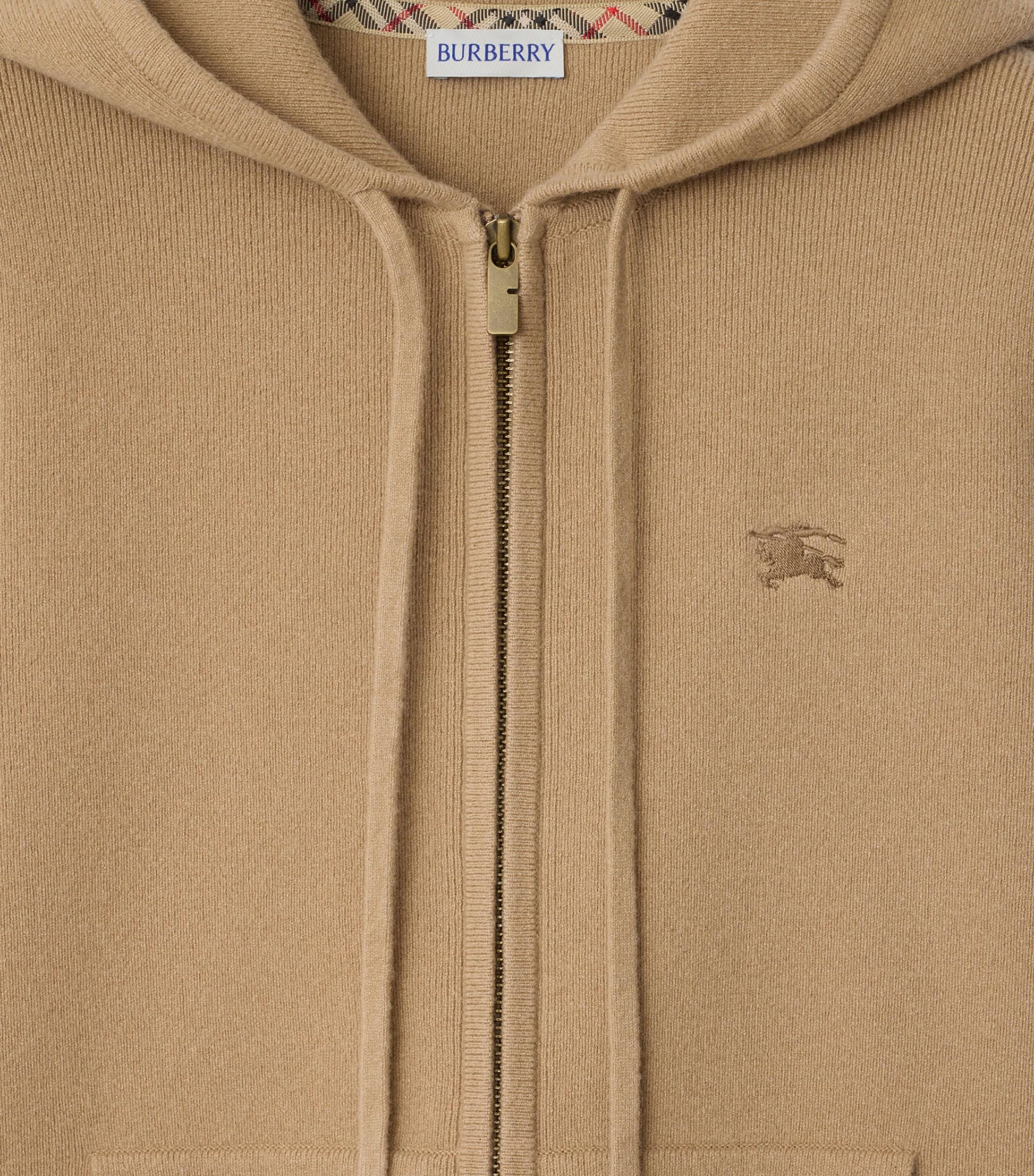 Beige Cashmere-Blend Zip-Up Hoodie