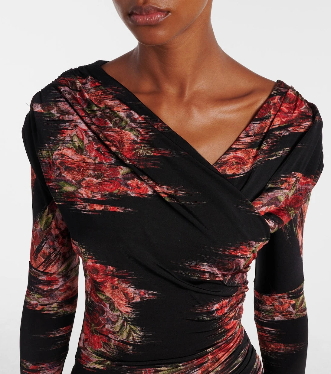 Ganni - Floral ruched jersey maxi dress