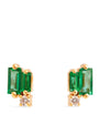 Yellow Gold, Diamond and Emerald Bold Burst Earrings