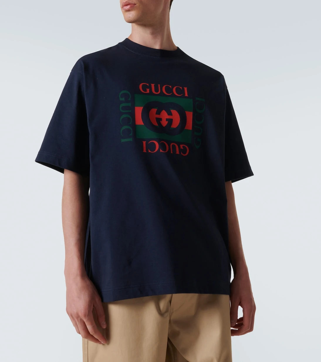 Gucci - تي شيرت جيرسيه قطني بشعار العلامة