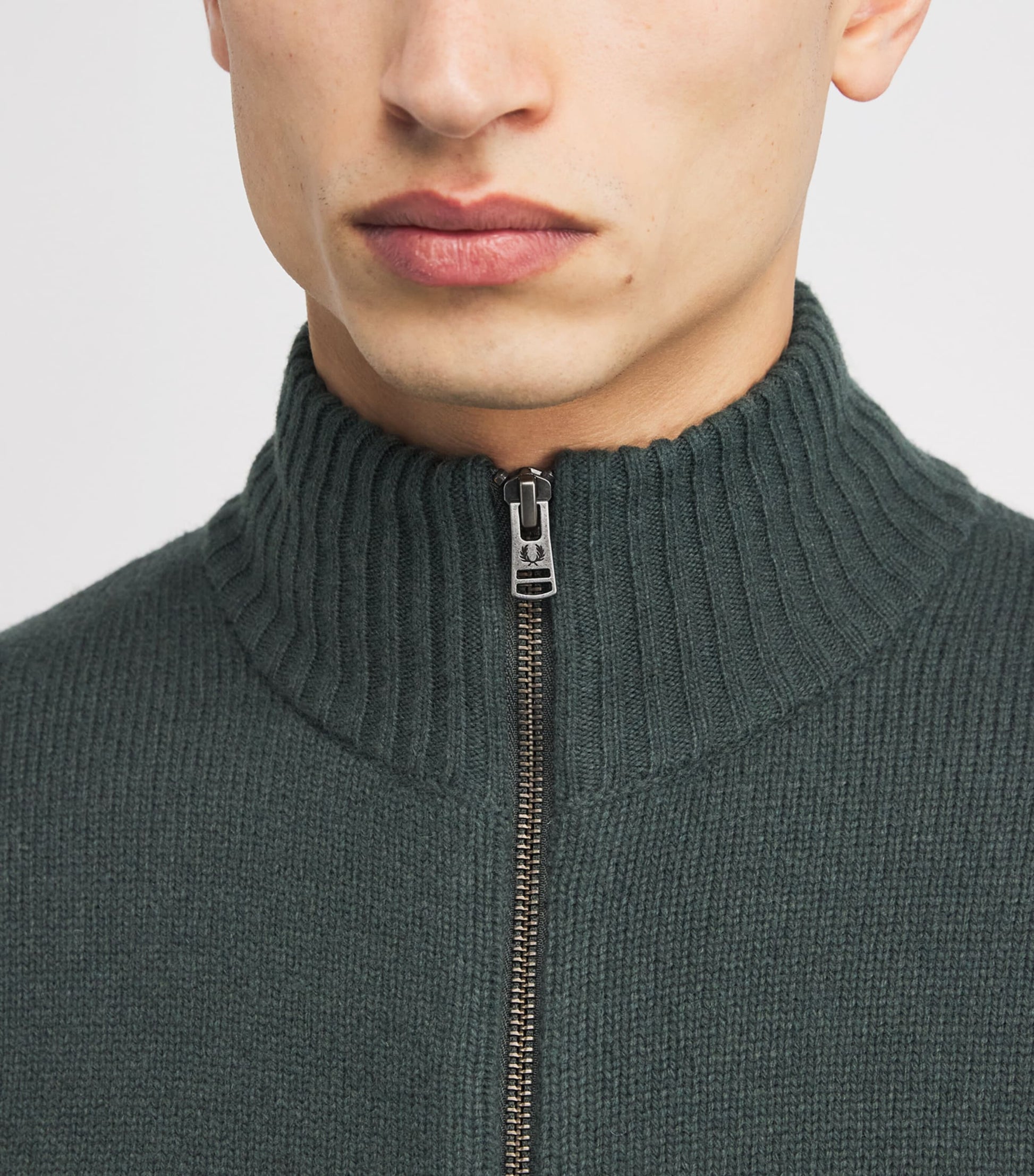 Fred Perry Green Cotton-Wool Zip-Up Cardigan