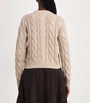 Max Mara Beige Wool-Cashmere Cable-Knit Lace Sweater