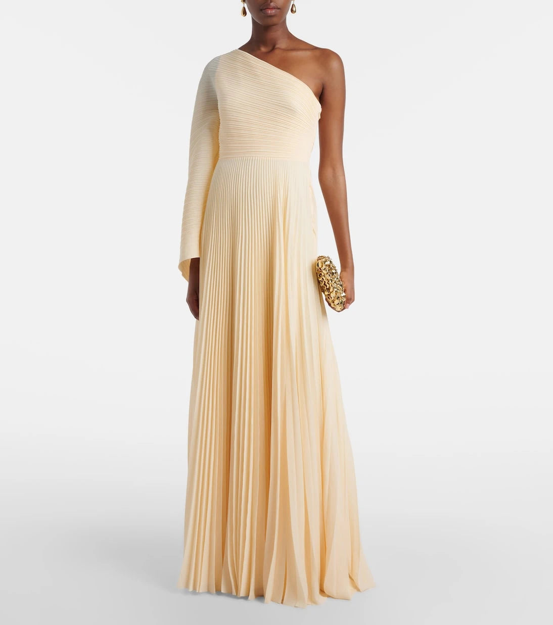 Solace London - Maci pleated one-shoulder gown