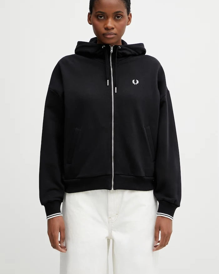 Fred Perry Kadın Pamuklu Fermuarlı Sweatshirt