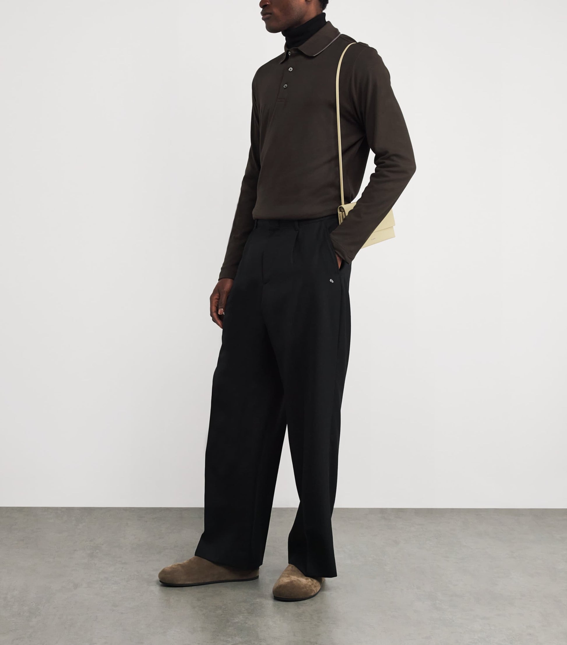 Cotton-Cashmere Long-Sleeve Polo Shirt