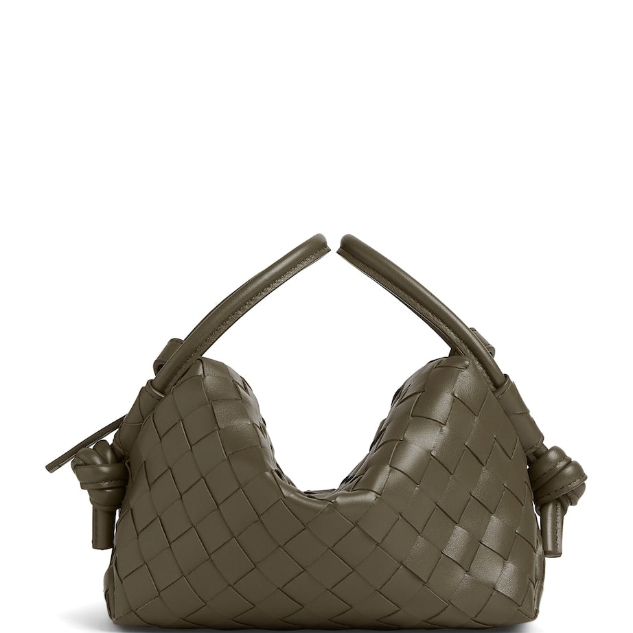 Green Small Leather Loop Top-Handle Bag