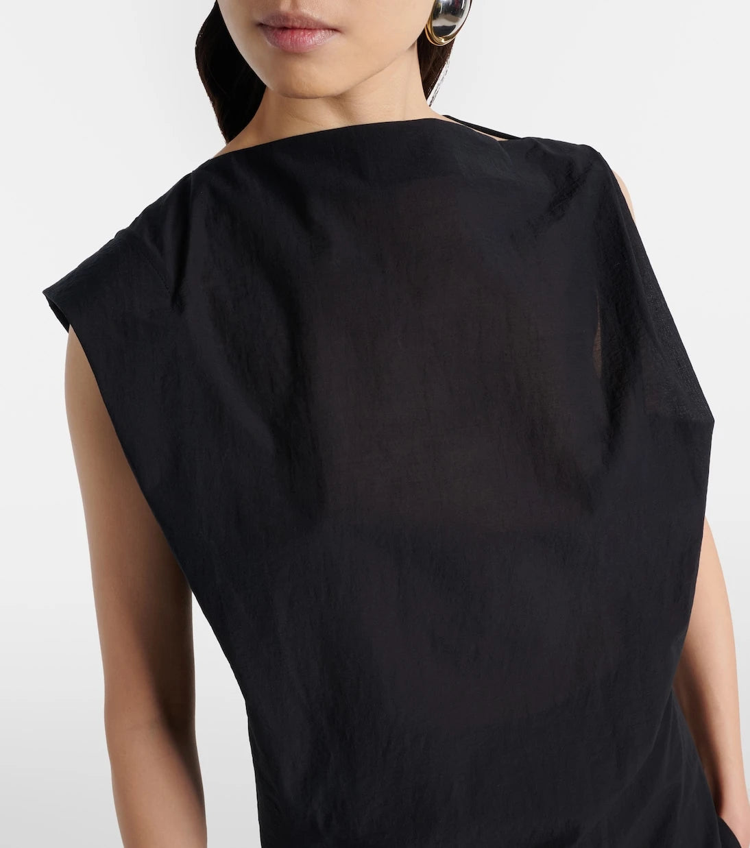 Jacquemus - Drap cotton-blend poplin midi dress